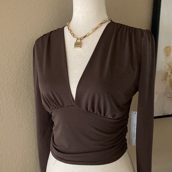 Timing Tops - V neckline shirred top